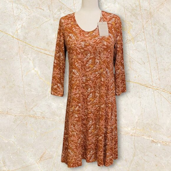Garnet Hill Trapeze Dress Seamed Jersey Knit Tencel Lyocel in Terracotta NEW - Picture 4 of 13